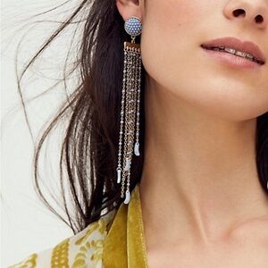 NWT Free People By the Way Earrings Blue 6” Last one